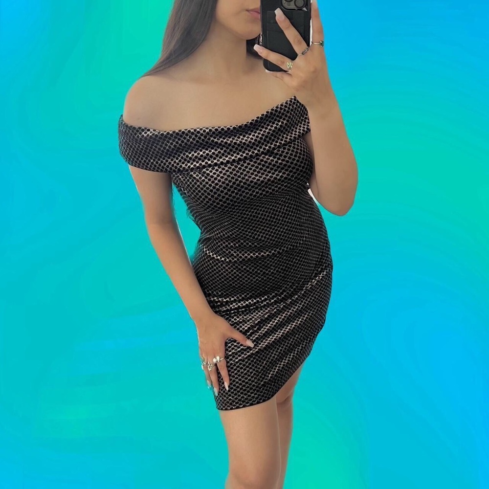 Black and Silver Glitter Mini Dress